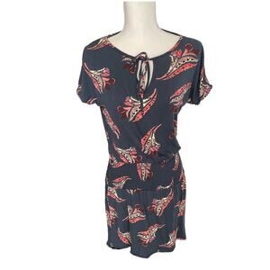 Lascana Ribbon Tie Dress Navy Printed Floral Women Dress Sundress Size 8 - GUC